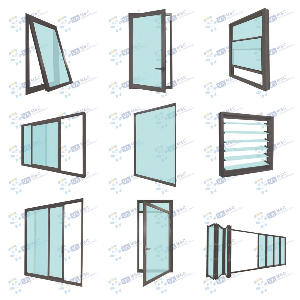 3 types of aluminum doors and 6 types of aluminum windows