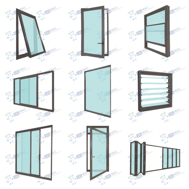 3 types of aluminum doors and 6 types of aluminum windows